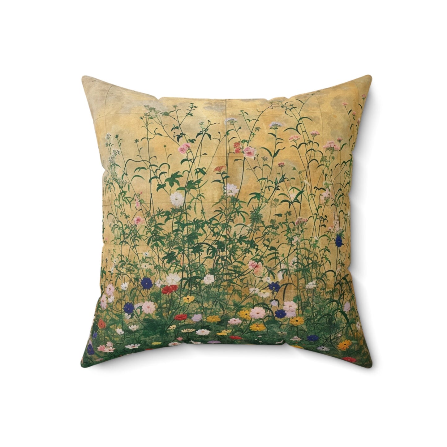 Japanese Wildflowers on a Spun Polyester Square Pillow