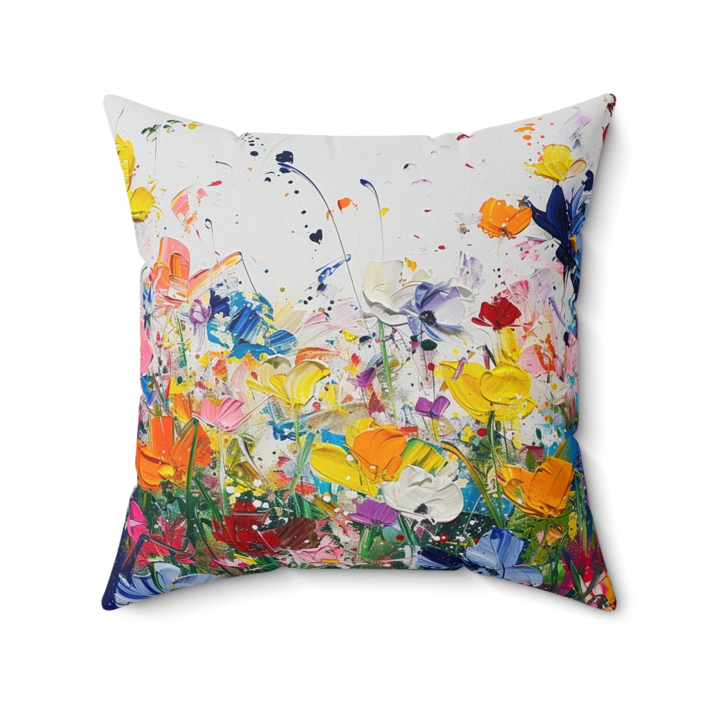 Expressionistic Flowers Spun Polyester Square Pillow