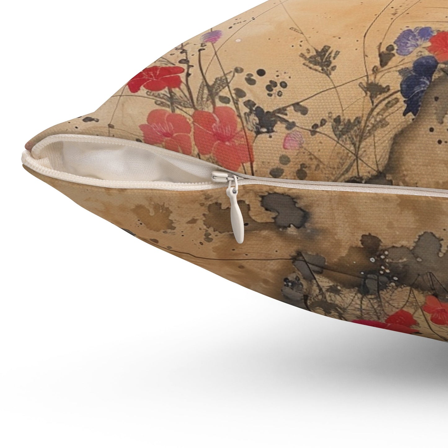 Japanese Wildflowers on a Spun Polyester Square Pillow