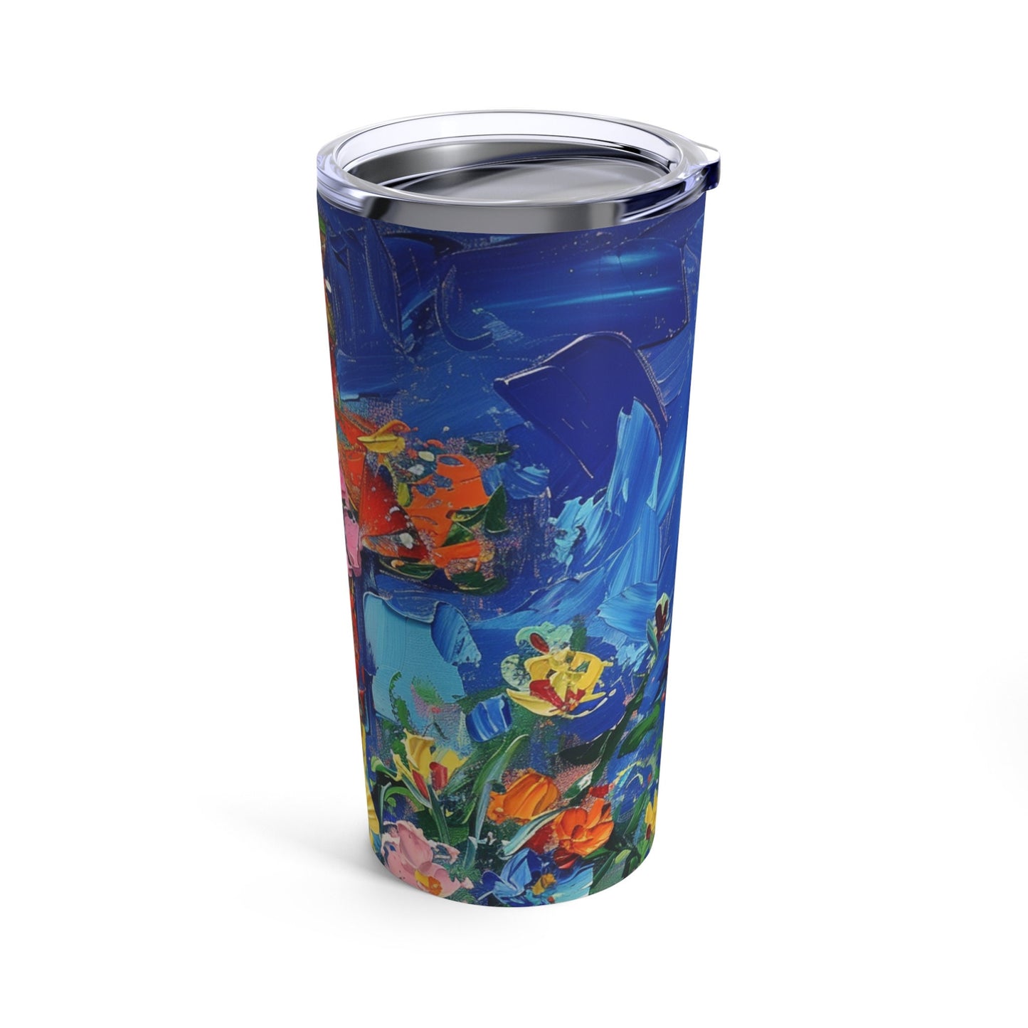 Monet Style Cross and Flowers Tumbler 20oz
