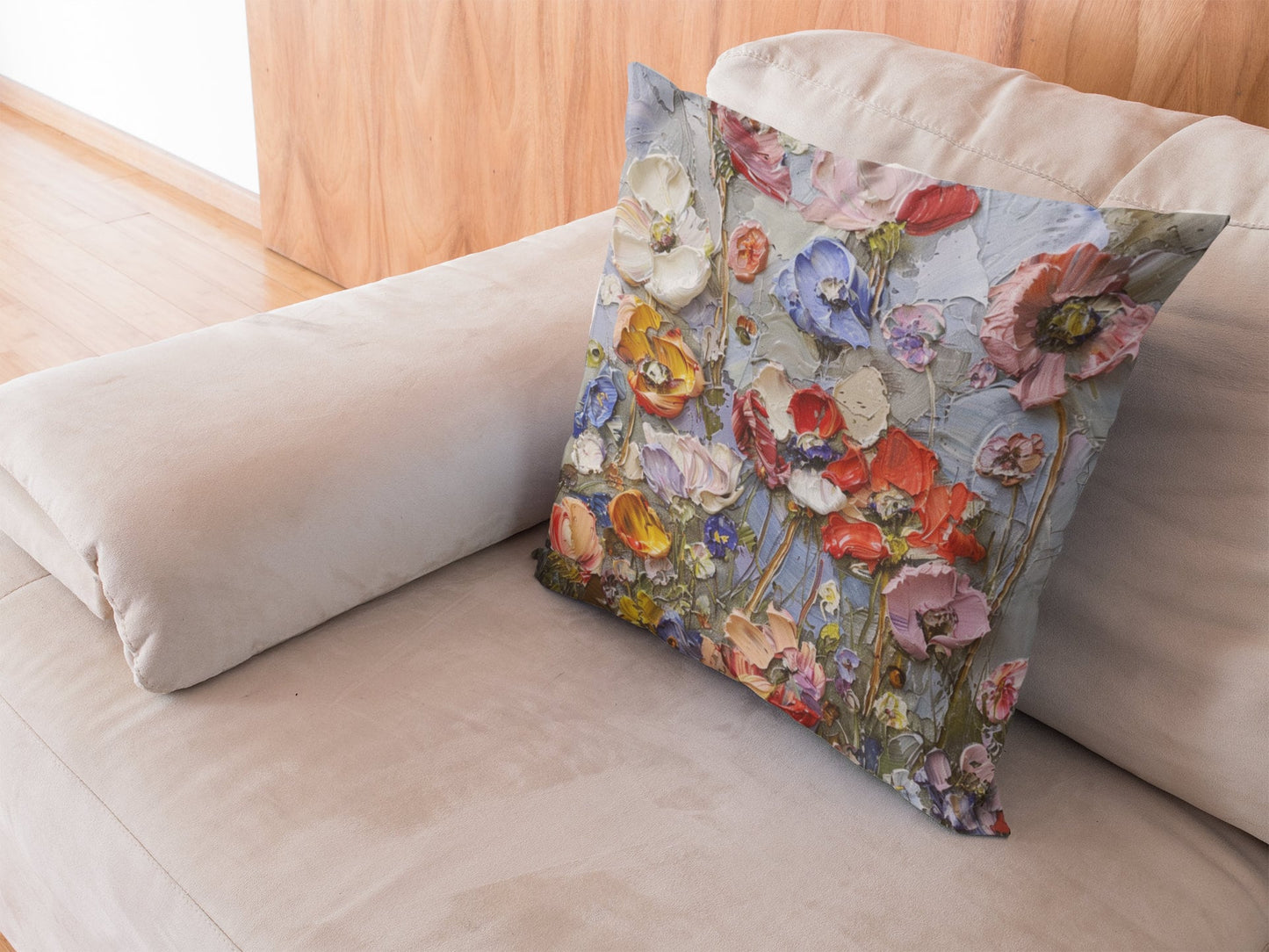 Futuristic Flowers Spun Polyester Square Pillow