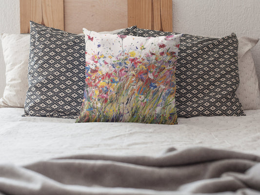 Expressionistic Flowers Spun Polyester Square Pillow Part Three