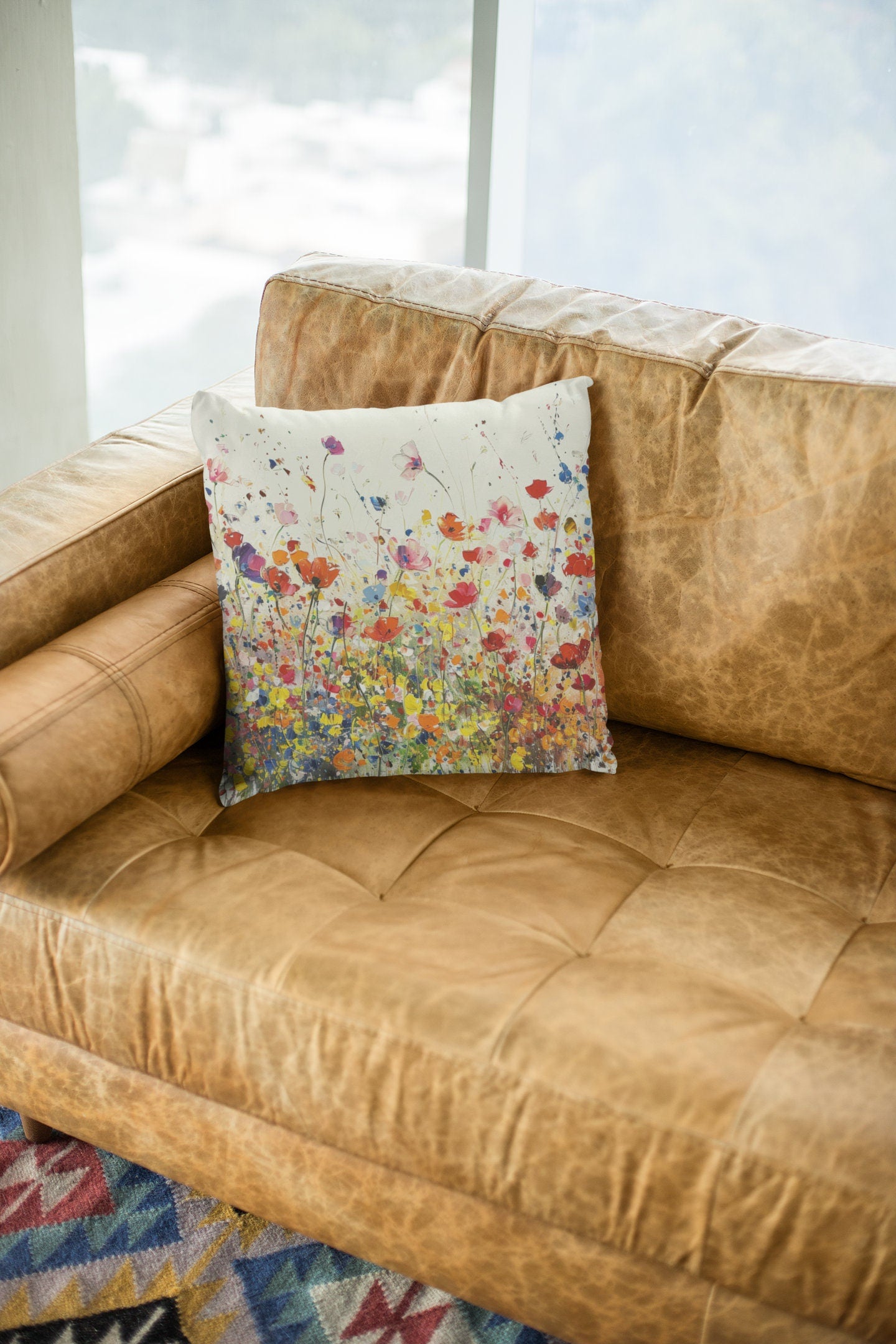 Expressionistic Flowers Spun Polyester Square Pillow Part Deux