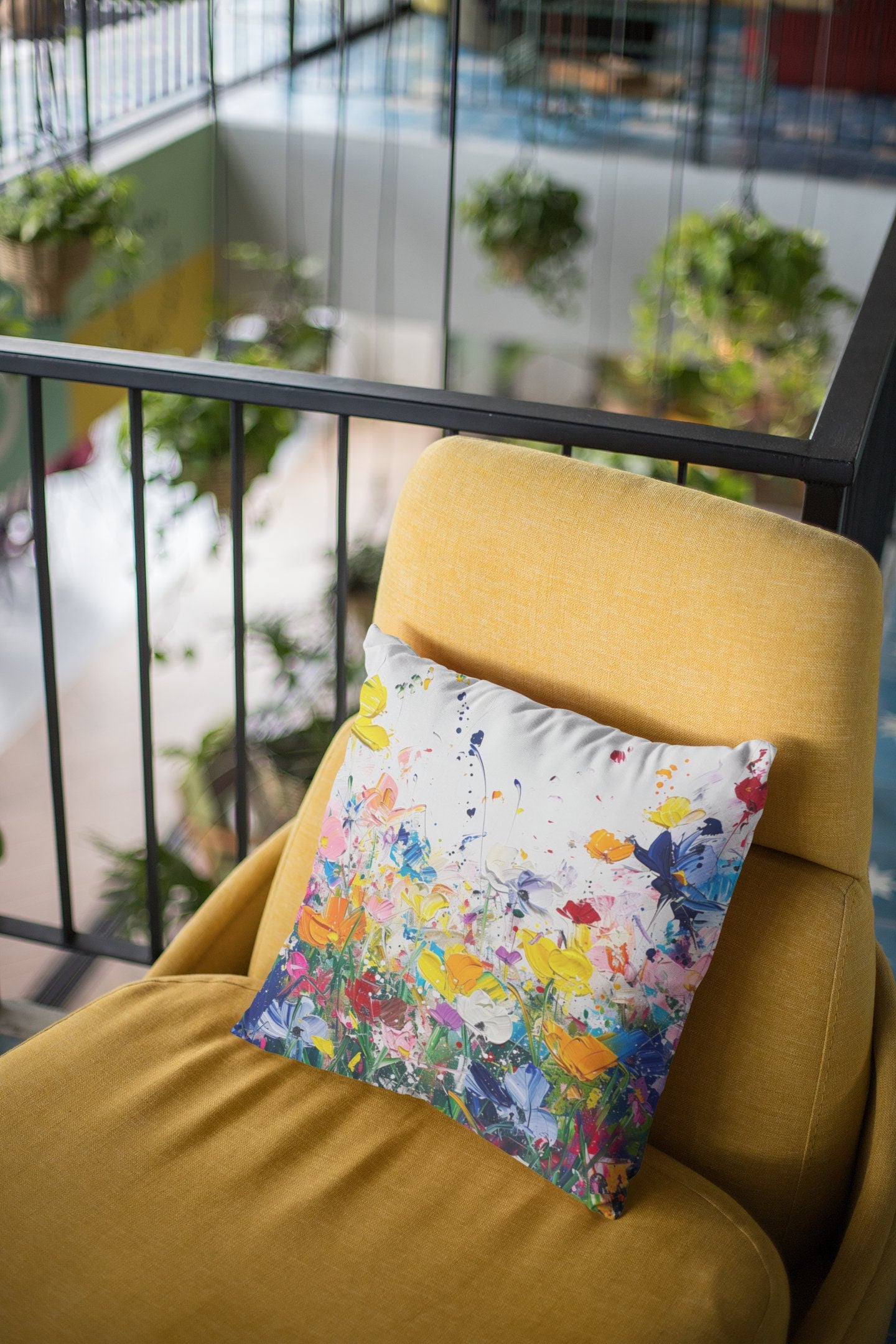 Expressionistic Flowers Spun Polyester Square Pillow