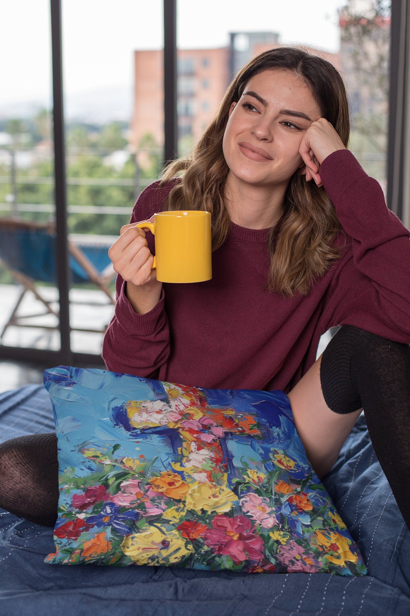 Divine Blooms on a Spun Polyester Square Pillow