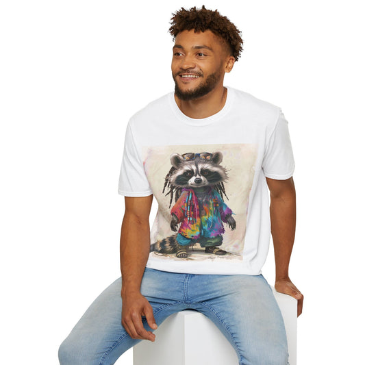 Groovy Raccoon Unisex Softstyle T-Shirt