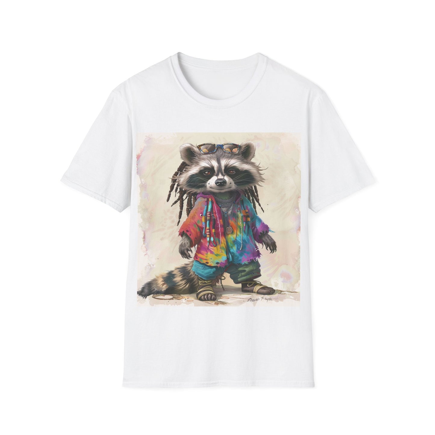 Groovy Raccoon Unisex Softstyle T-Shirt