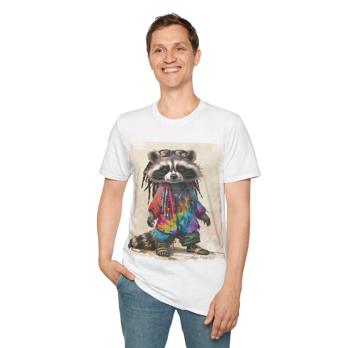 Groovy Raccoon Unisex Softstyle T-Shirt