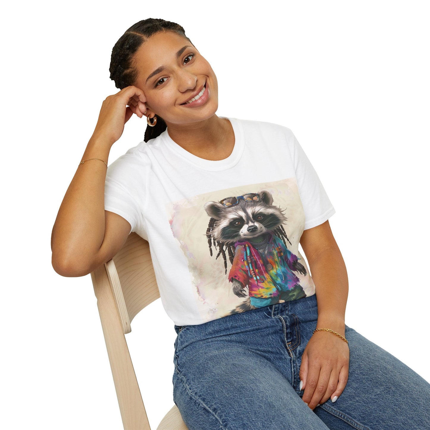 Groovy Raccoon Unisex Softstyle T-Shirt