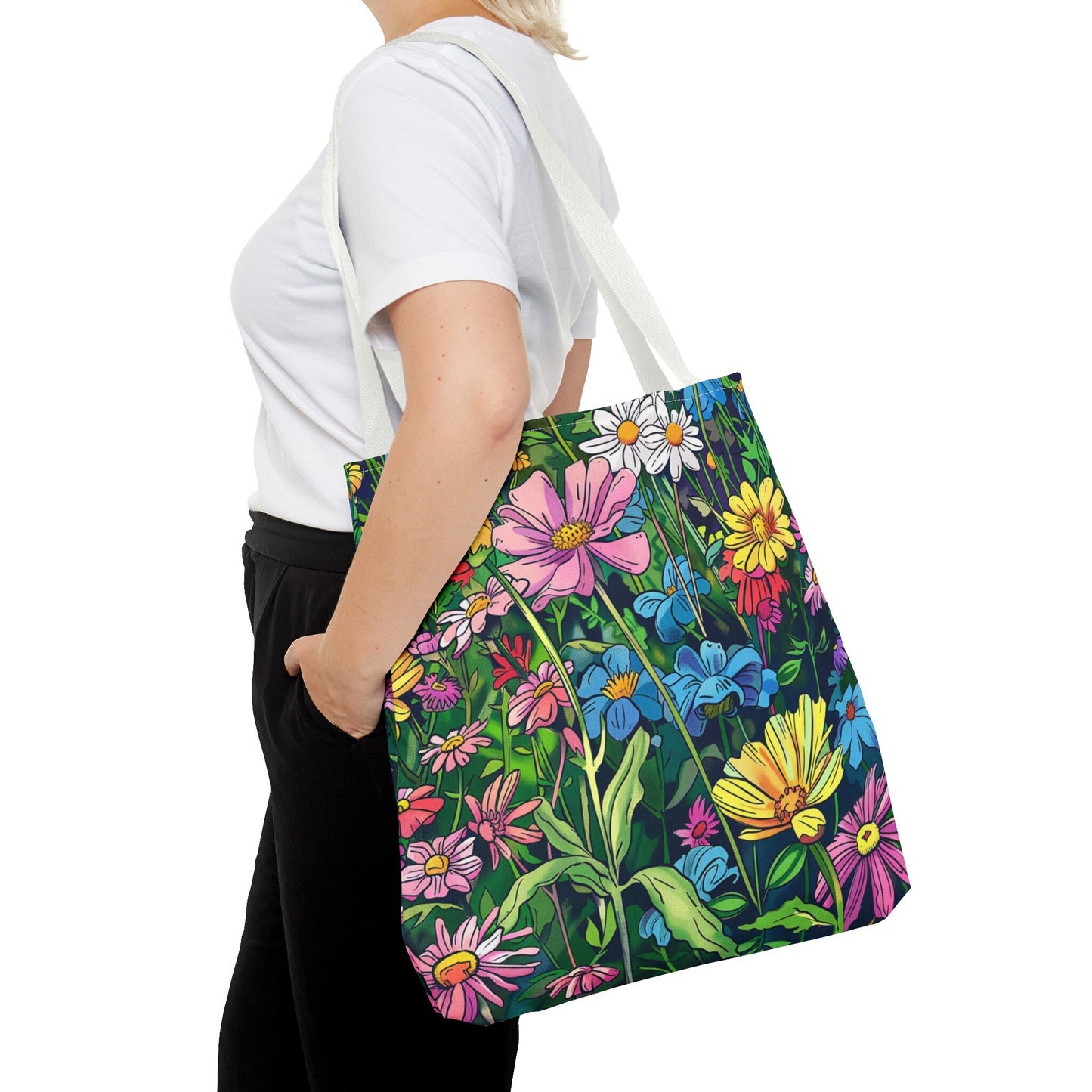 Wildflower Tote Bag - Comic Book Style