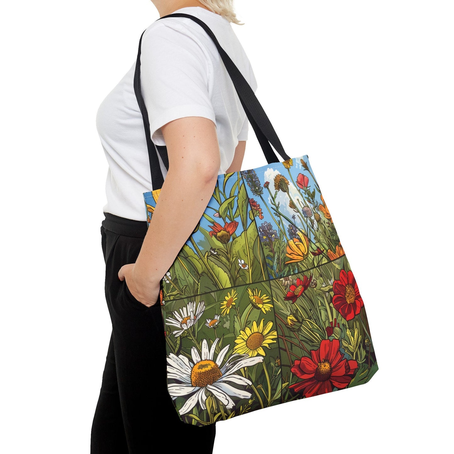 Wildflower Tote Bag - Comic Book Style
