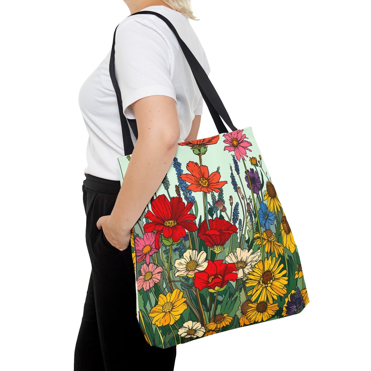 Wildflower Tote Bag - Comic Book Style