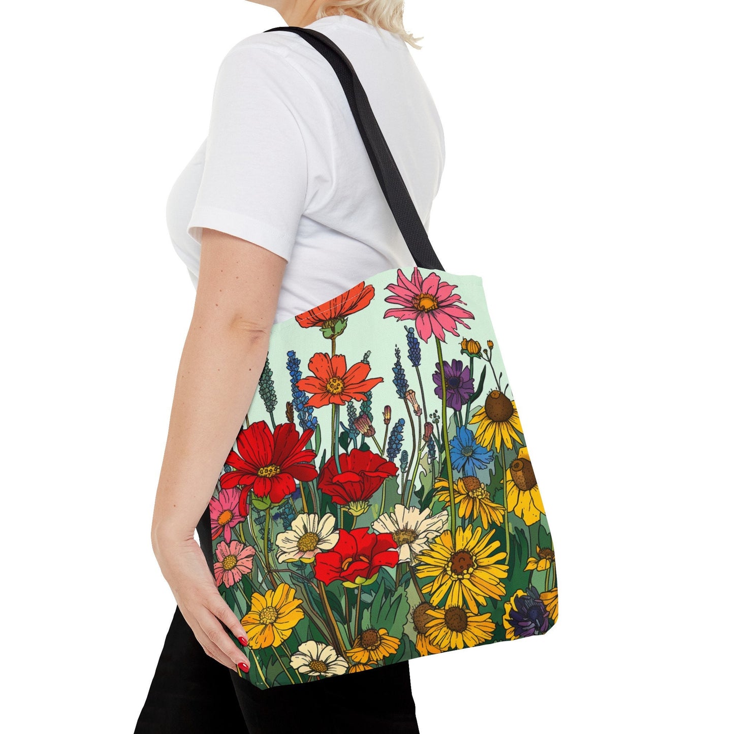 Wildflower Tote Bag - Comic Book Style