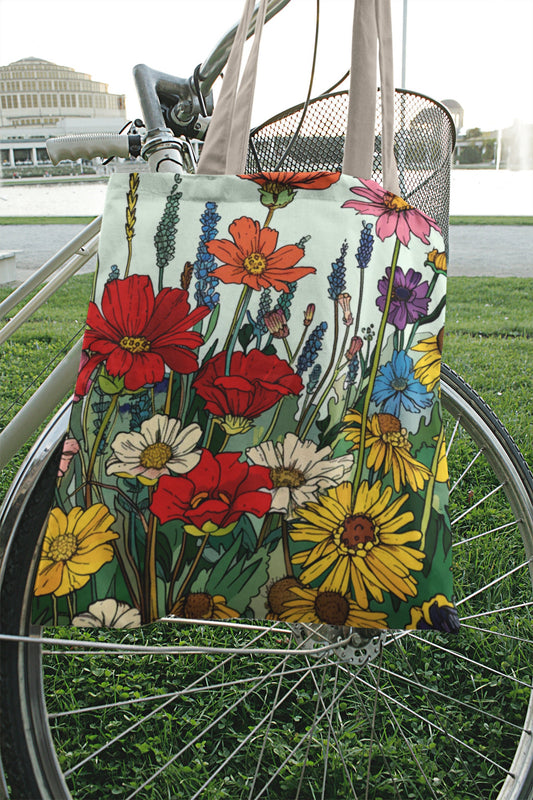 Wildflower Tote Bag - Comic Book Style
