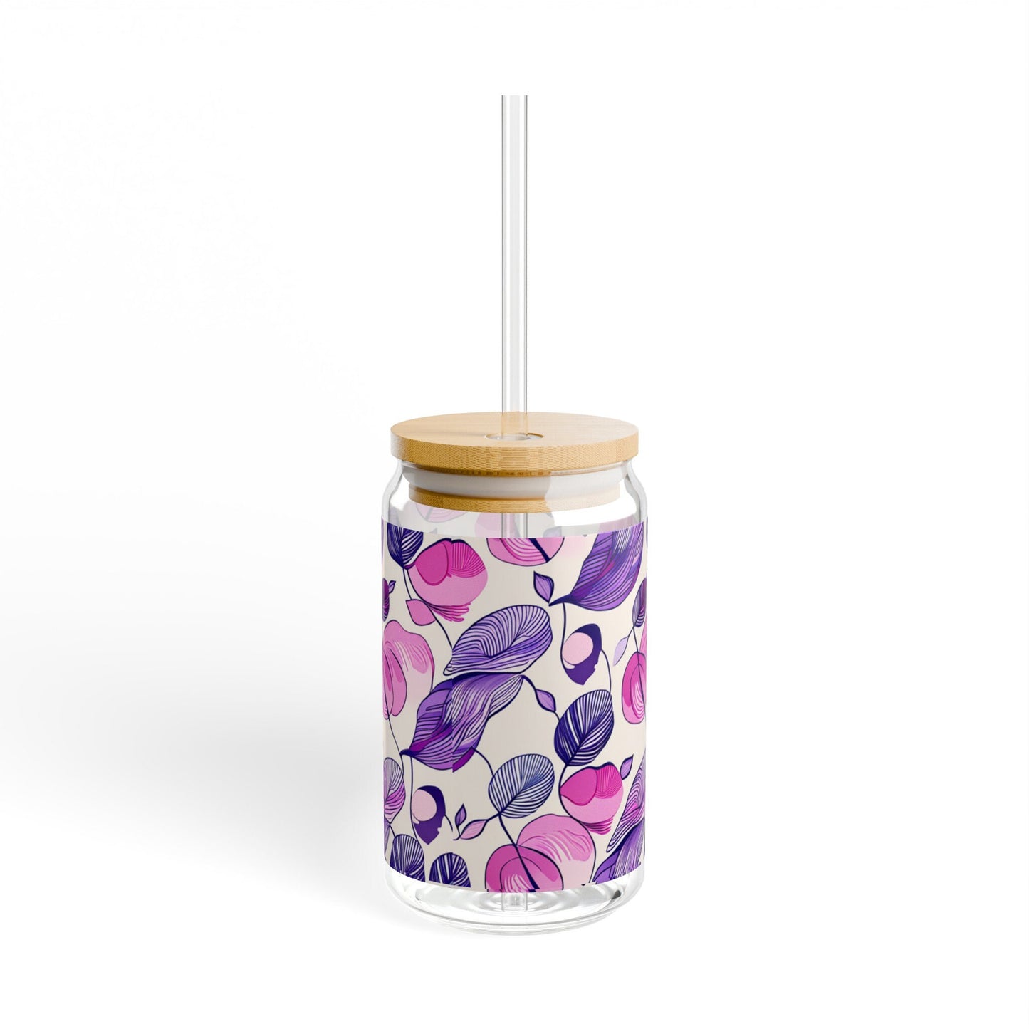 Floral Sipper Glass, 16oz
