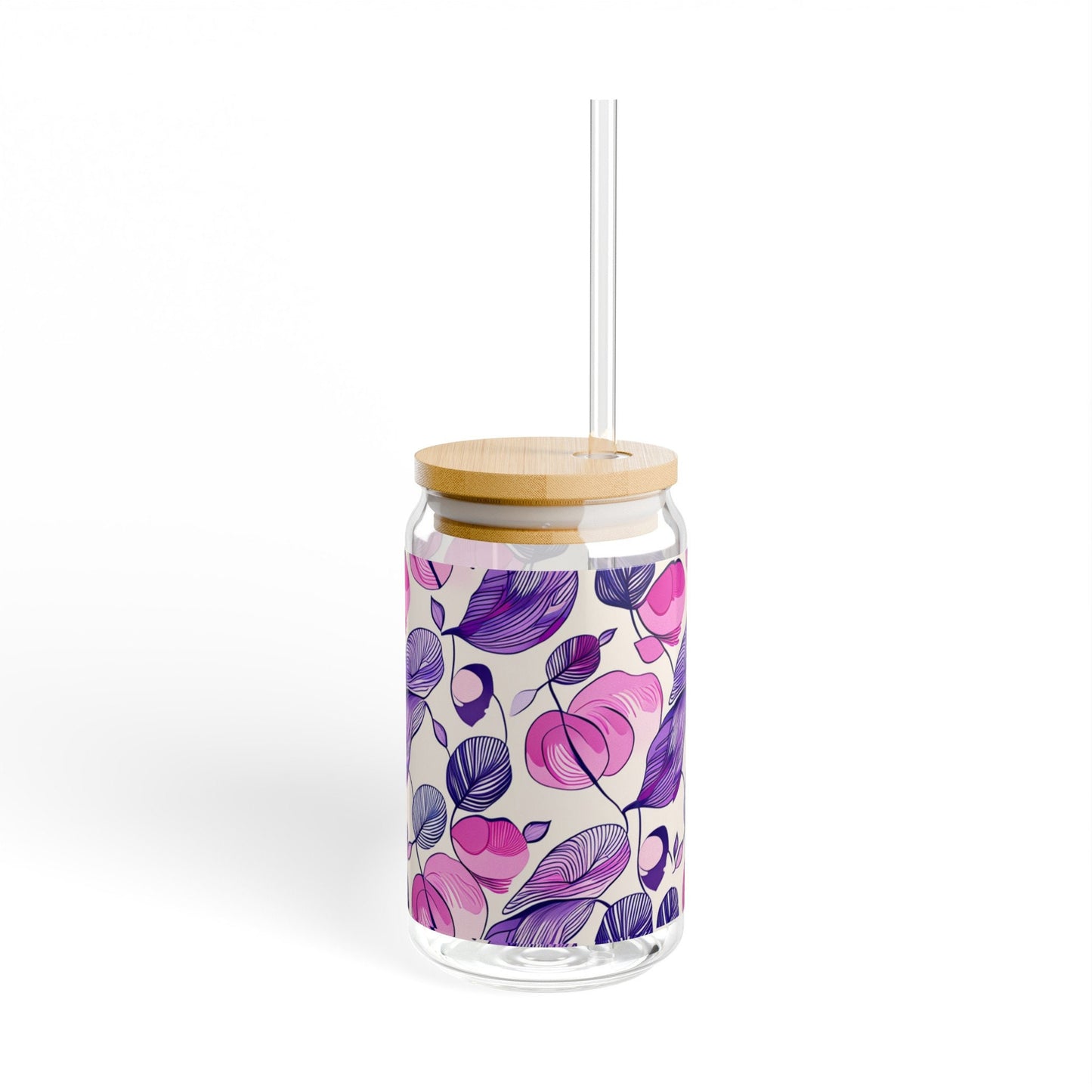 Floral Sipper Glass, 16oz