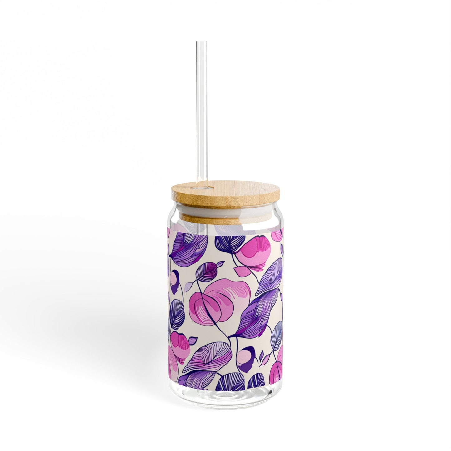 Floral Sipper Glass, 16oz