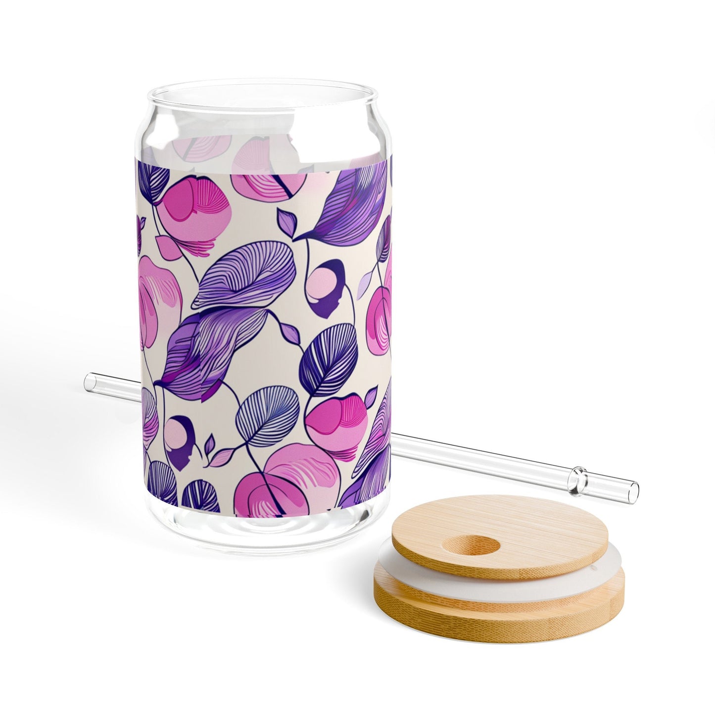 Floral Sipper Glass, 16oz