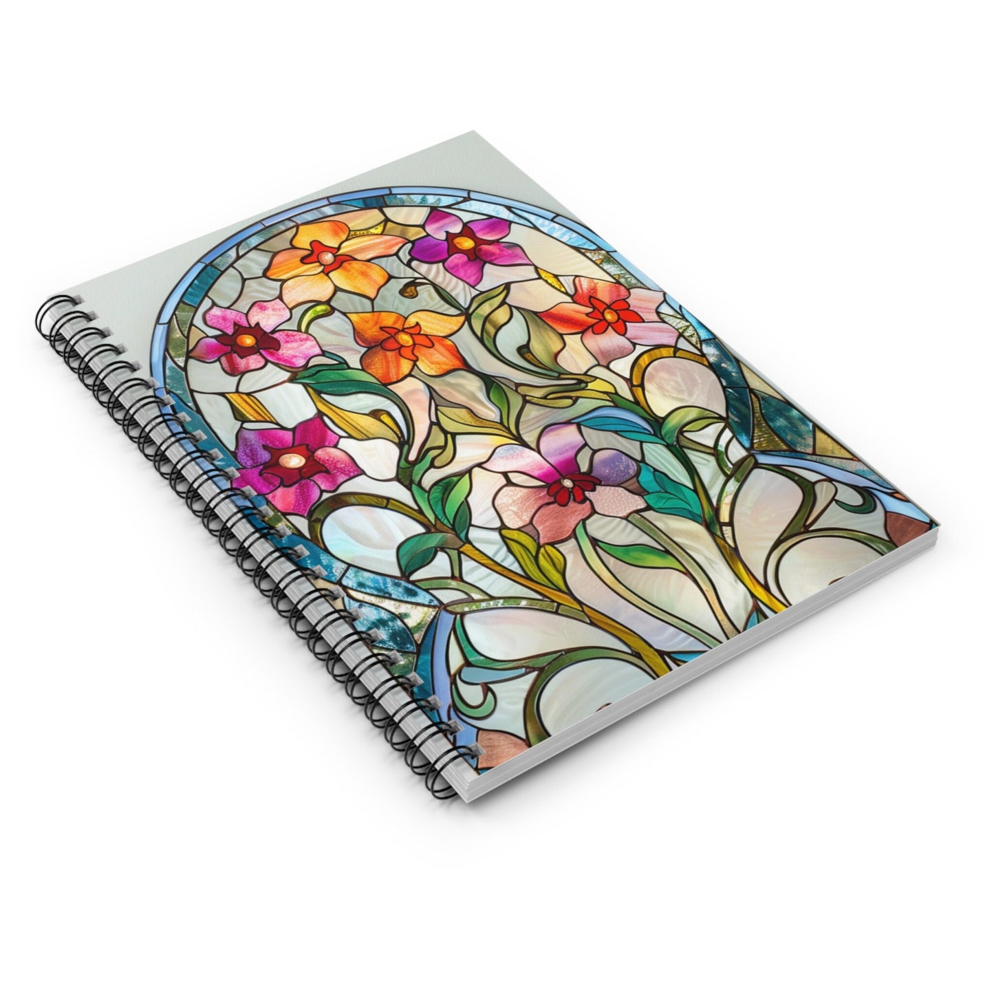 Floral Stained Glass Spiral Notebook - Ruled Line