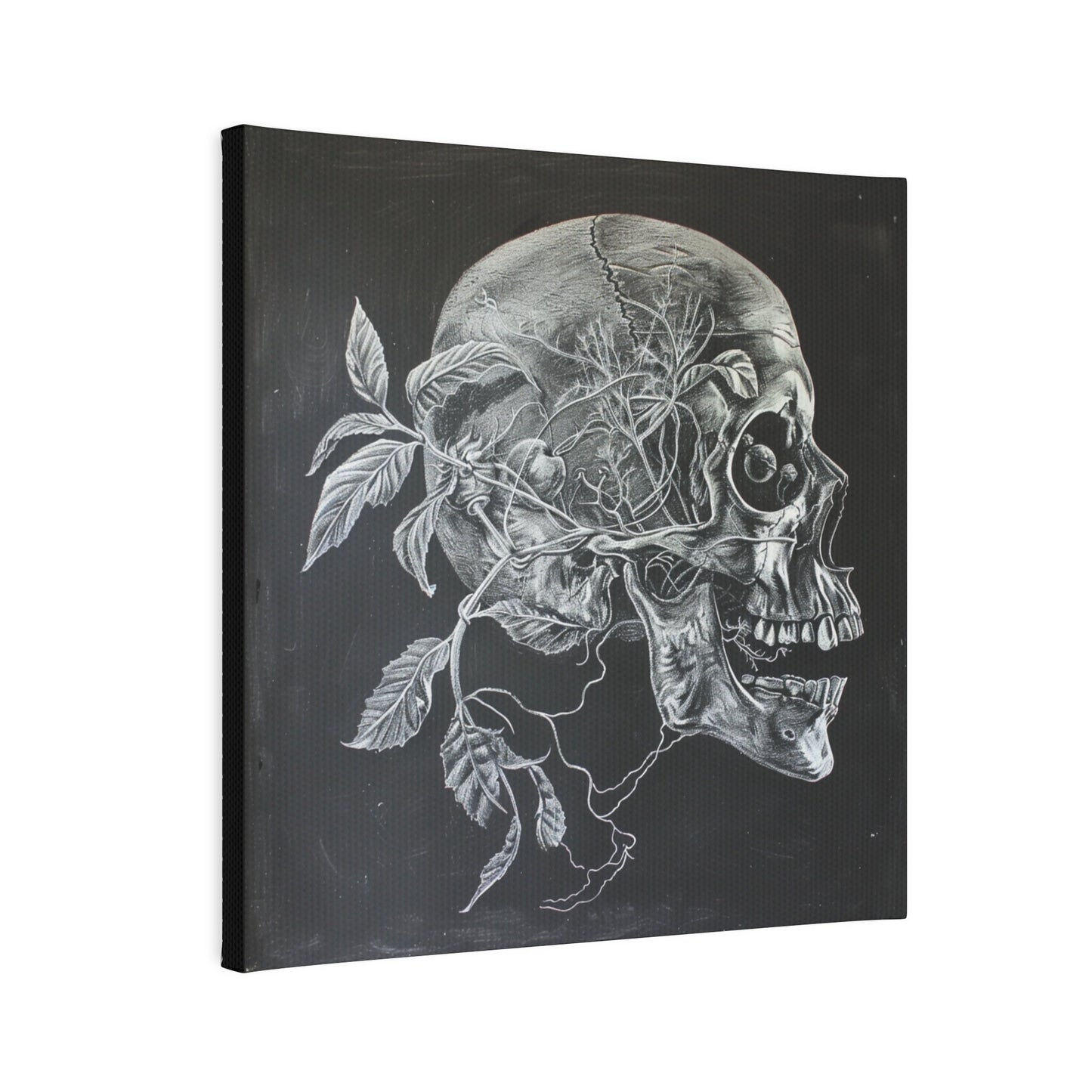 Nature Wins Canvas Photo Tile - Skull and Plant