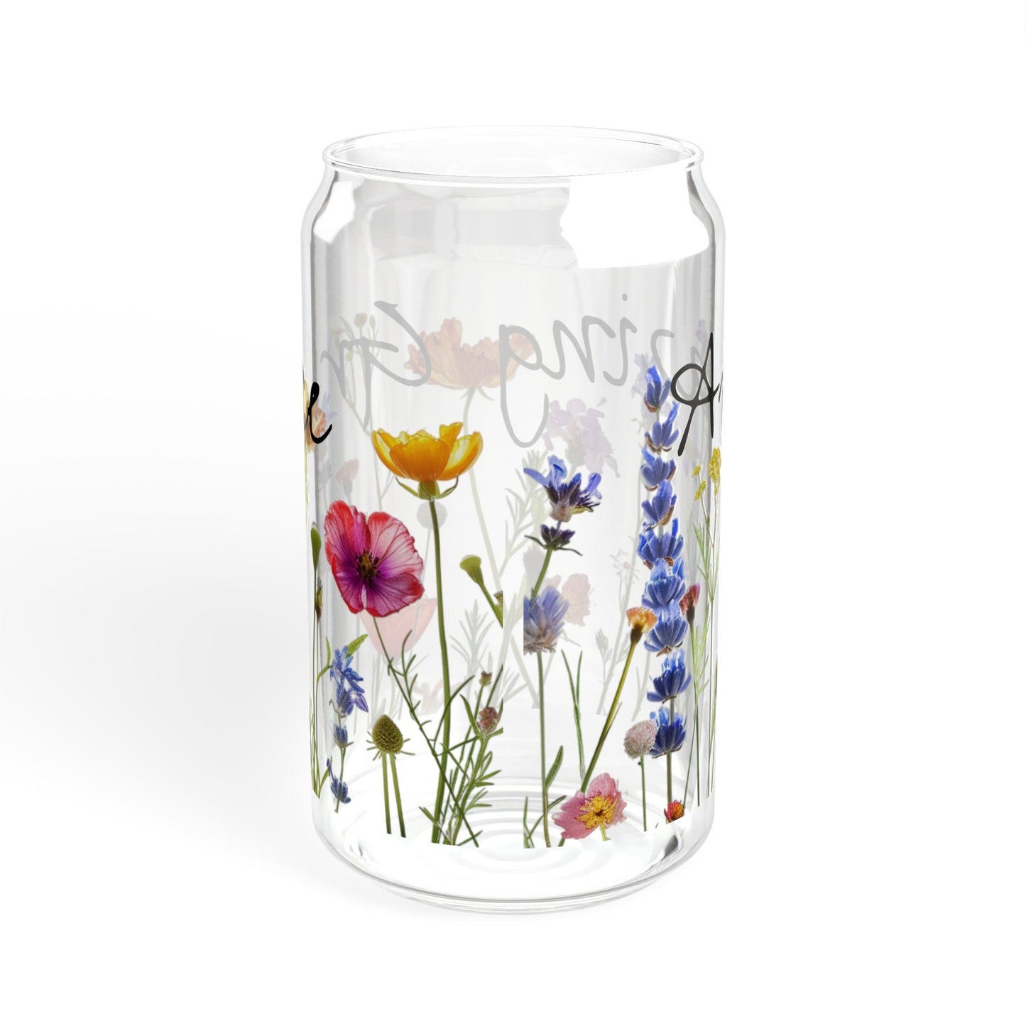 Amazing Grace Glass Tumbler, Wildflower Design, 16oz Sipper