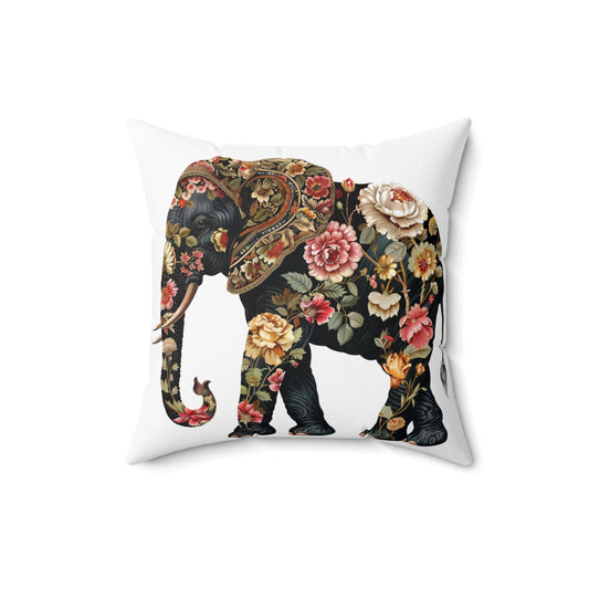 Victorian Style Elephant Spun Polyester Square Pillow - Jungle
