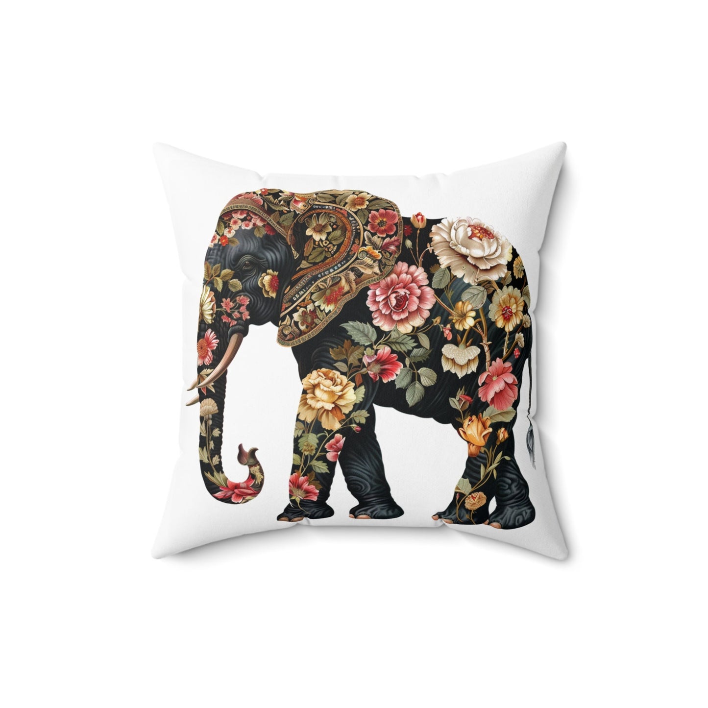 Victorian Style Elephant Spun Polyester Square Pillow - Jungle