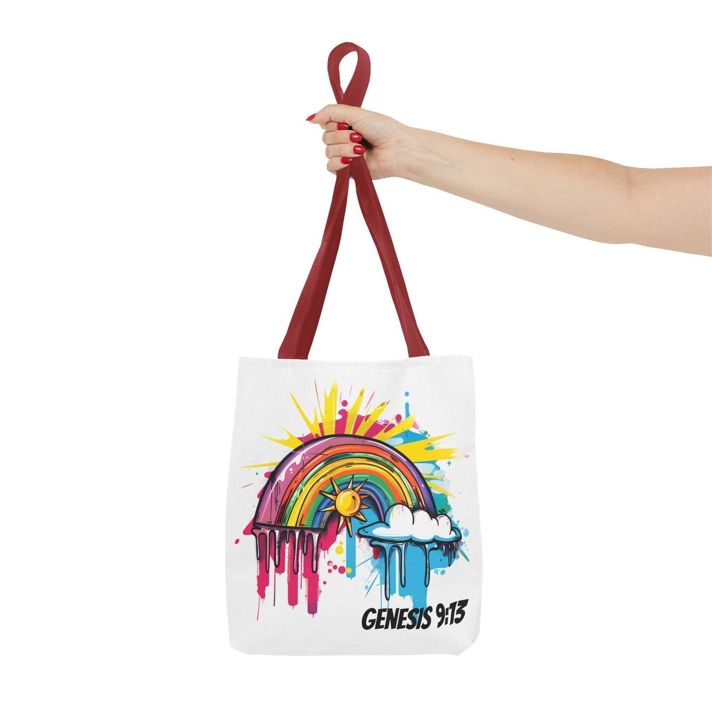 Genesis 9:13 Graffiti Style Rainbow Tote Bag