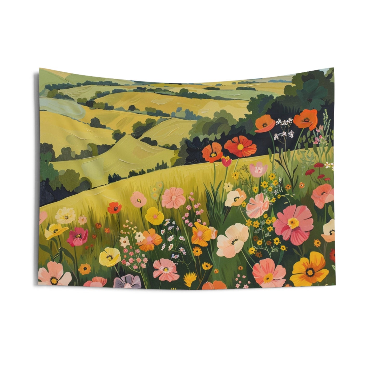 Retro Blooms Wall Tapestry Part Duet