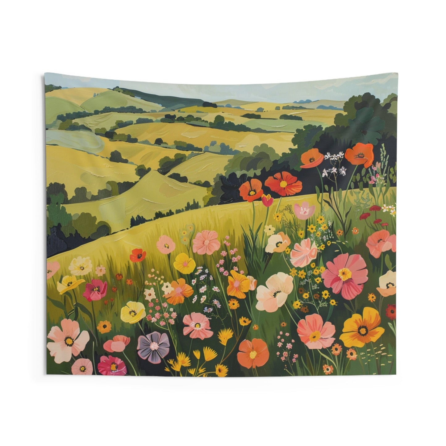 Retro Blooms Wall Tapestry Part Duet