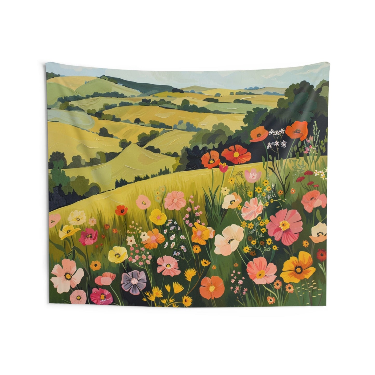 Retro Blooms Wall Tapestry Part Duet