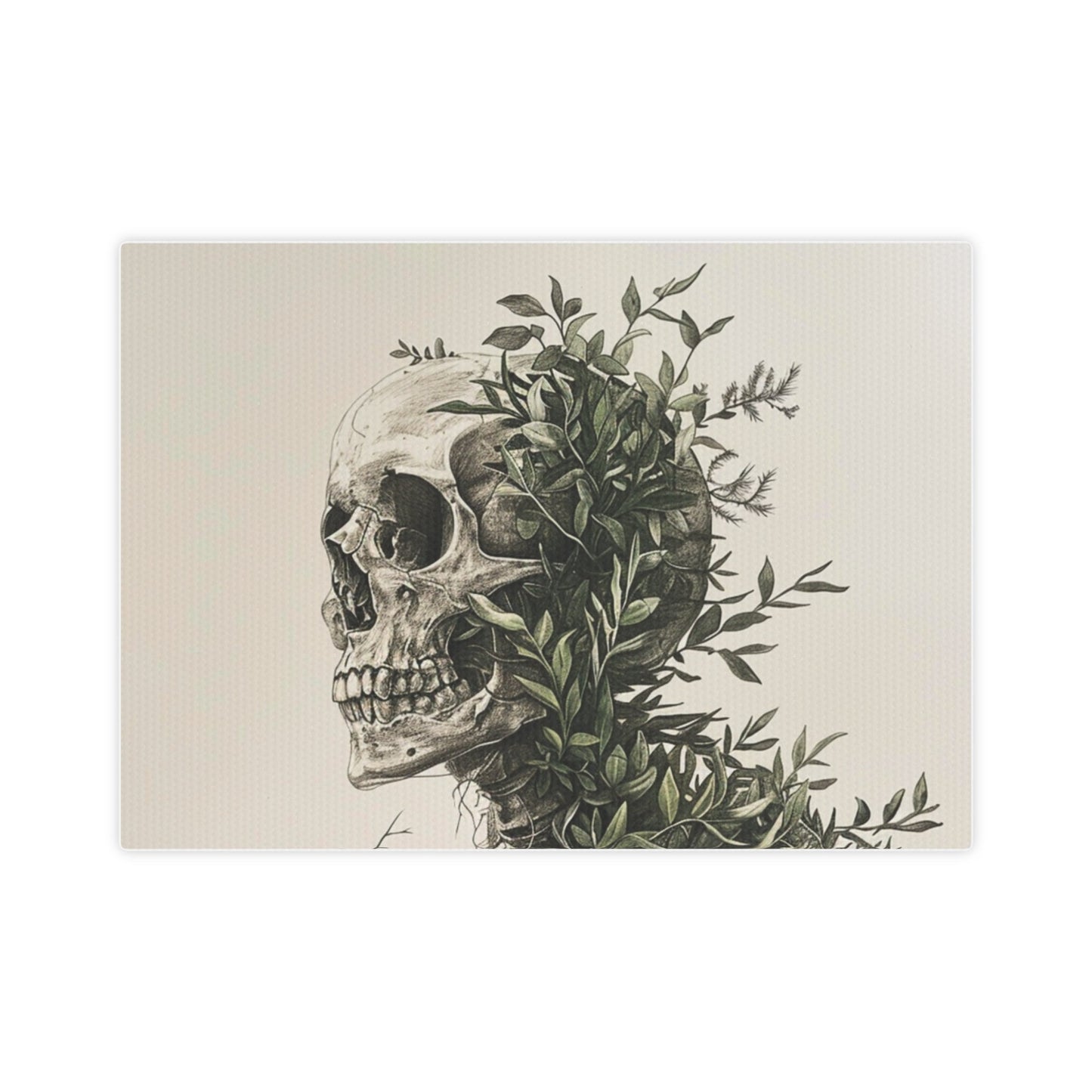 Nature Wins Canvas Photo Tile - Skull and Plant