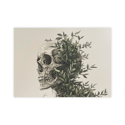 Nature Wins Canvas Photo Tile - Skull and Plant