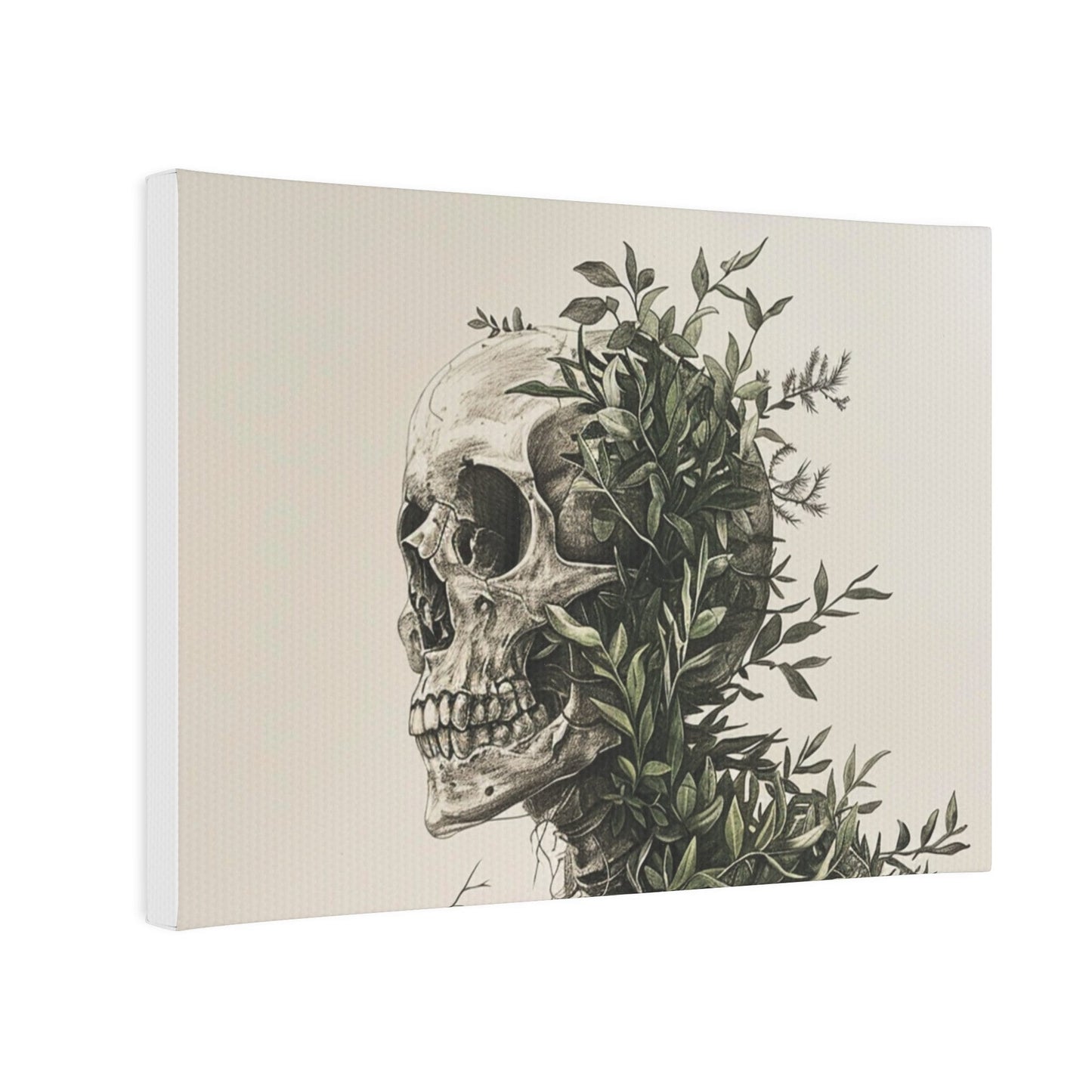 Nature Wins Canvas Photo Tile - Skull and Plant