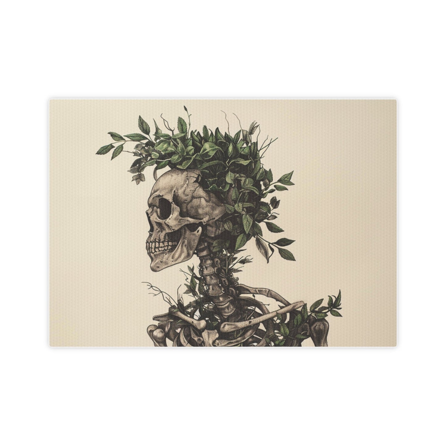 Nature Wins Canvas Photo Tile - Skull and Plant