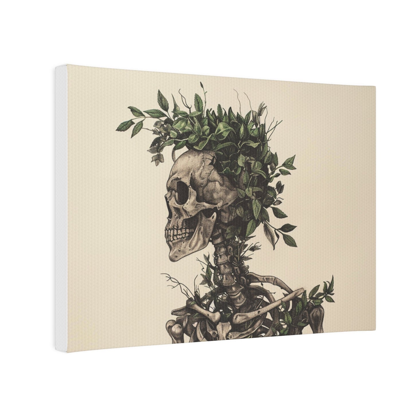 Nature Wins Canvas Photo Tile - Skull and Plant