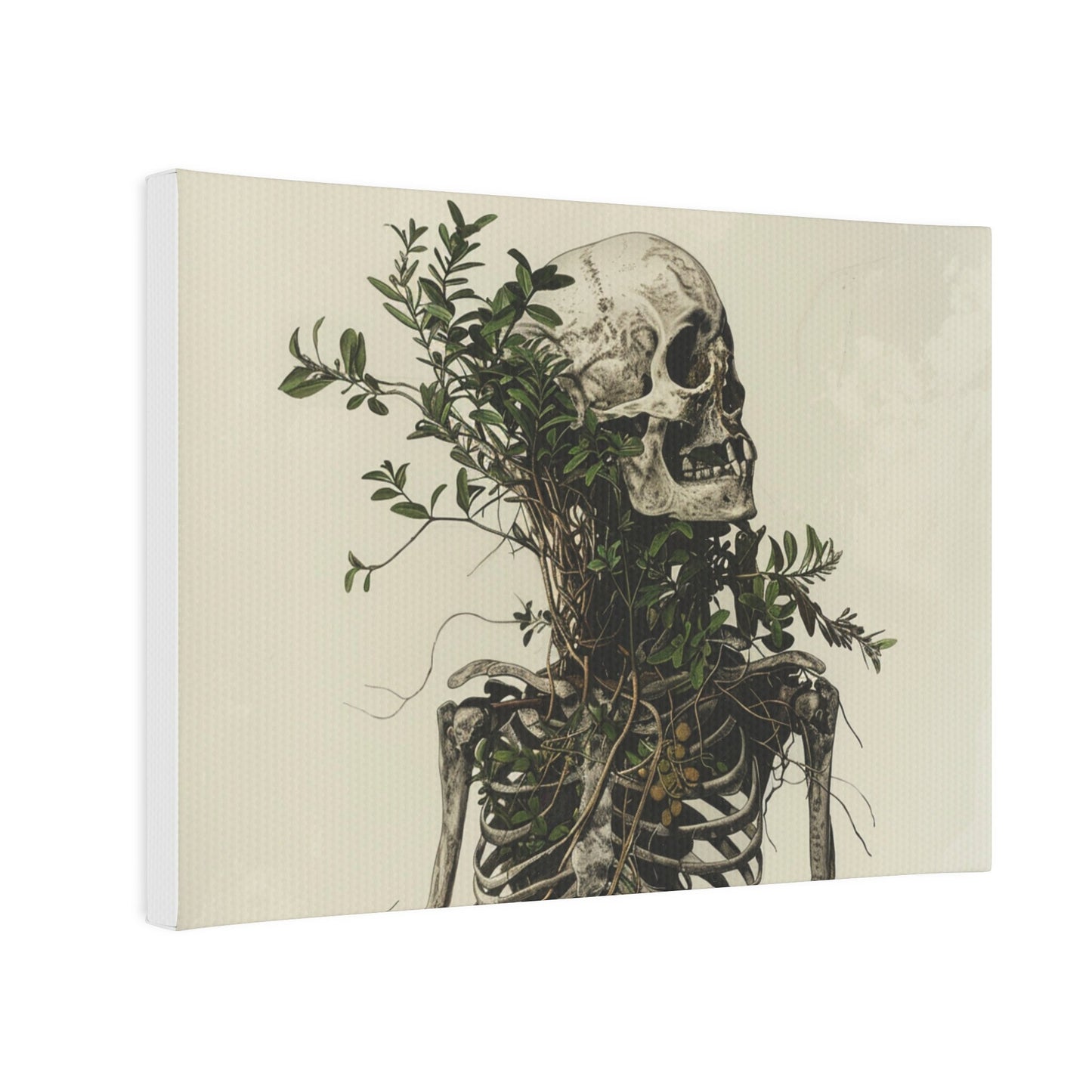 Nature Wins Canvas Photo Tile - Skull and Plant