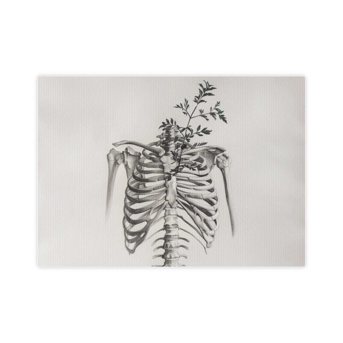 Nature's Anatomy Fusion - Skull and Plant Canvas Tile Print