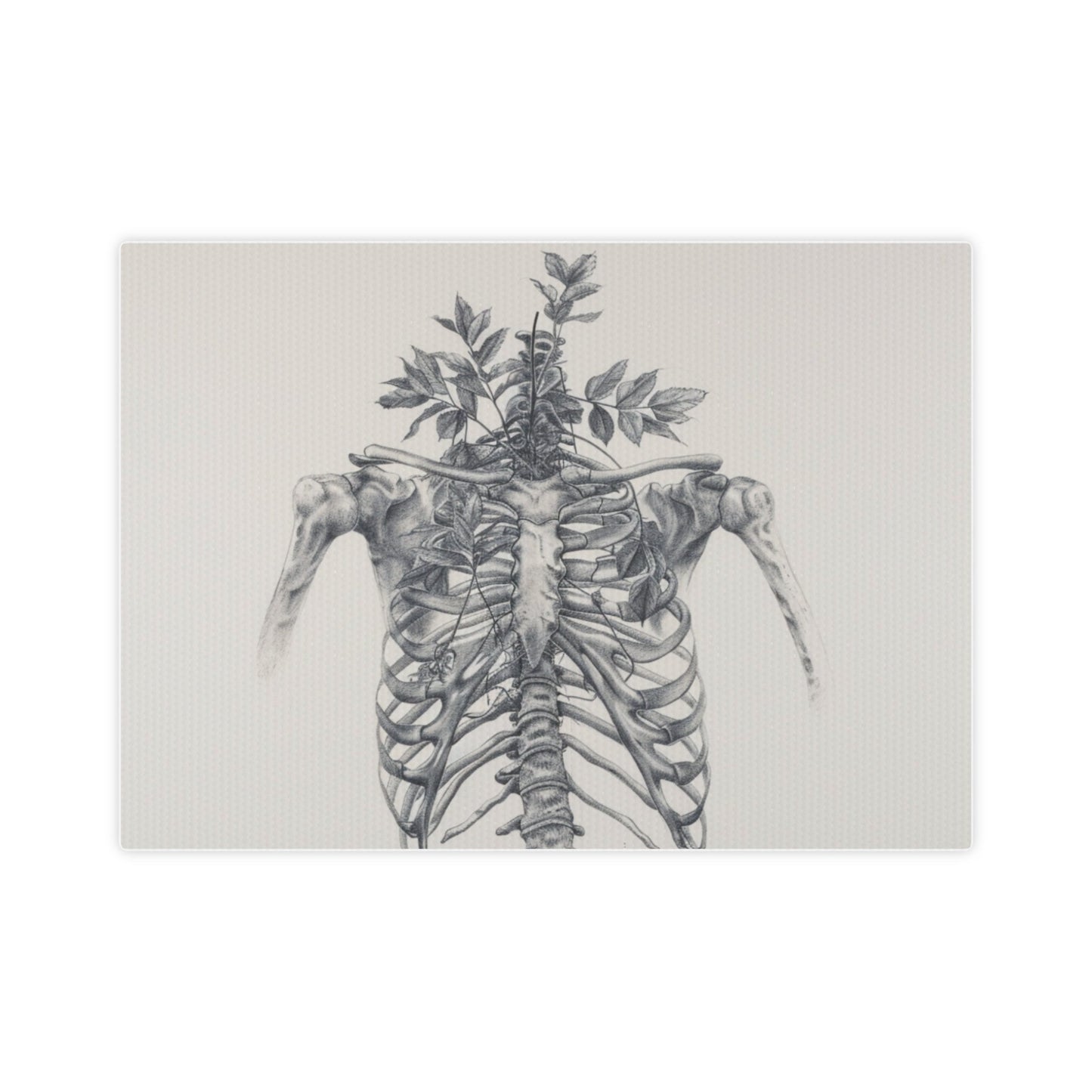 Nature's Anatomy Fusion - Skull and Plant Canvas Tile Print