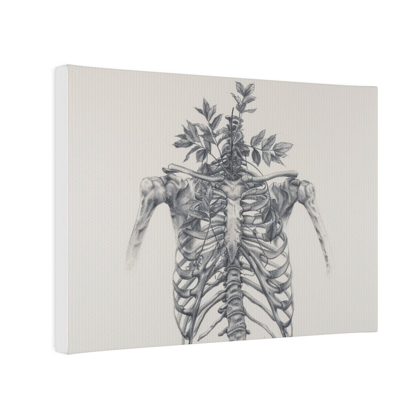 Nature's Anatomy Fusion - Skull and Plant Canvas Tile Print
