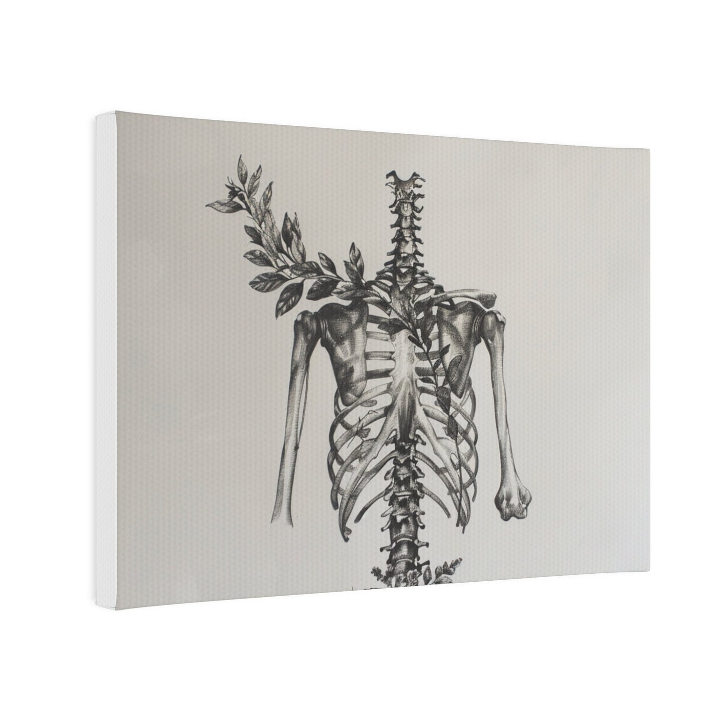 Nature's Anatomy Fusion - Skull and Plant Canvas Tile Print