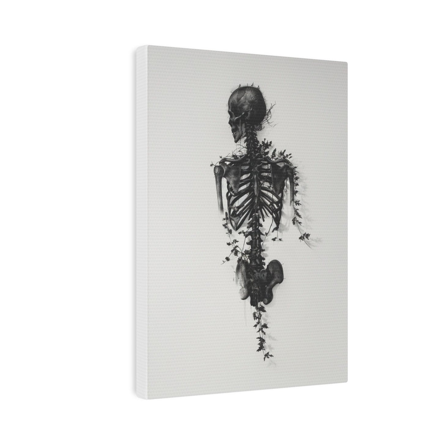 Nature's Anatomy Fusion - Skull and Plant Canvas Tile Print