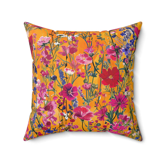 Wildflower Sunset Spun Polyester Square Pillow