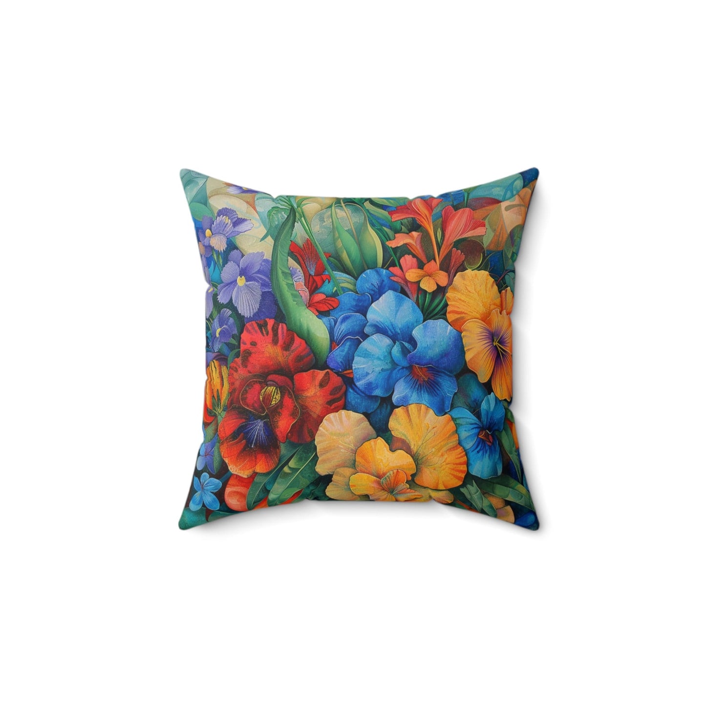 Futuristic Flowers Spun Polyester Square Pillow