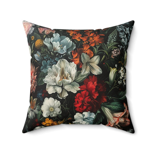 Futuristic Flowers Spun Polyester Square Pillow
