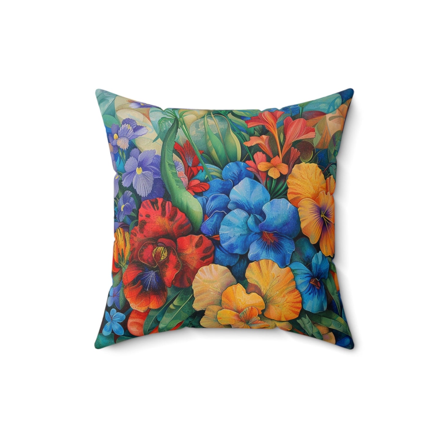 Futuristic Flowers Spun Polyester Square Pillow
