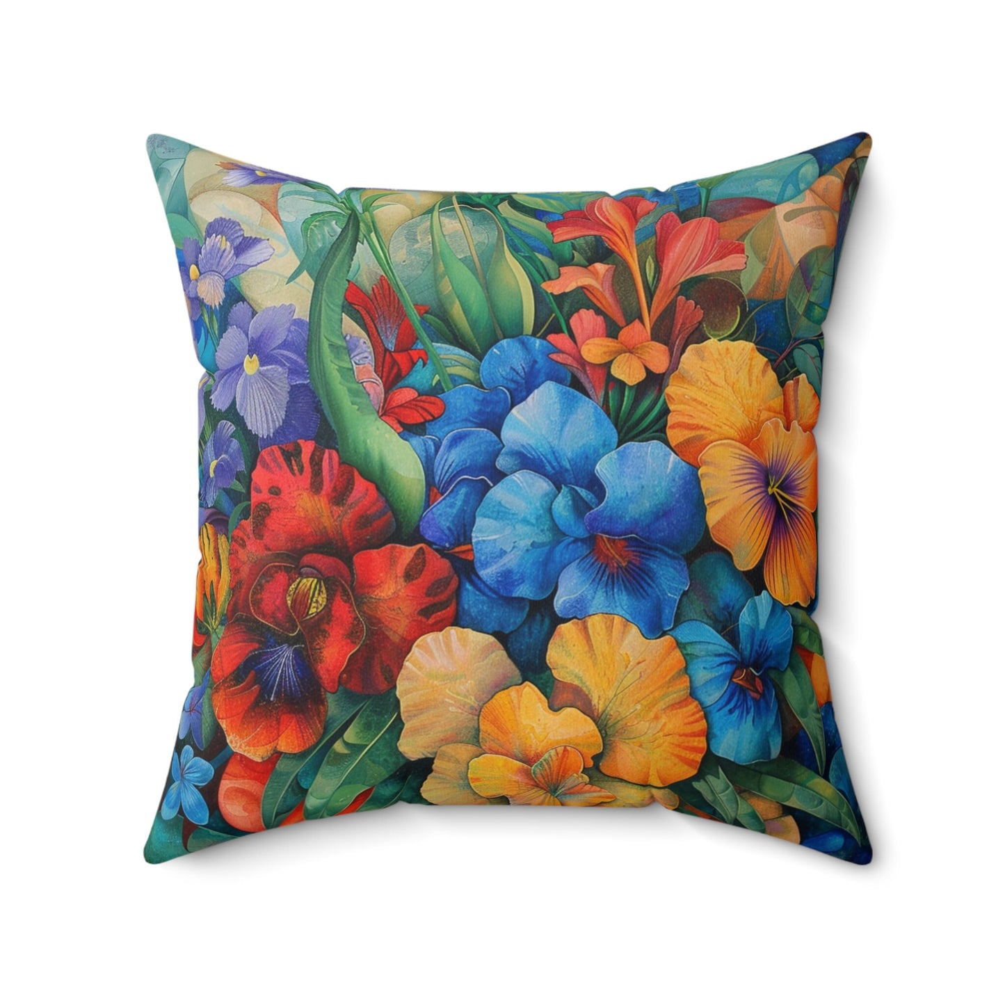 Futuristic Flowers Spun Polyester Square Pillow