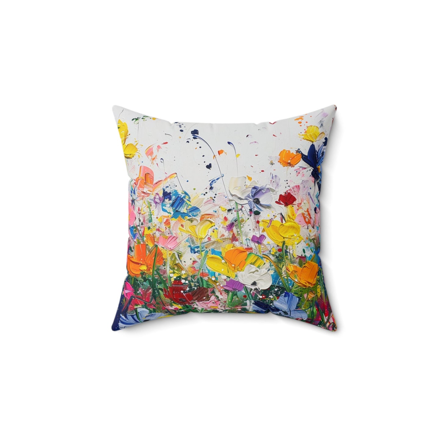 Expressionistic Flowers Spun Polyester Square Pillow