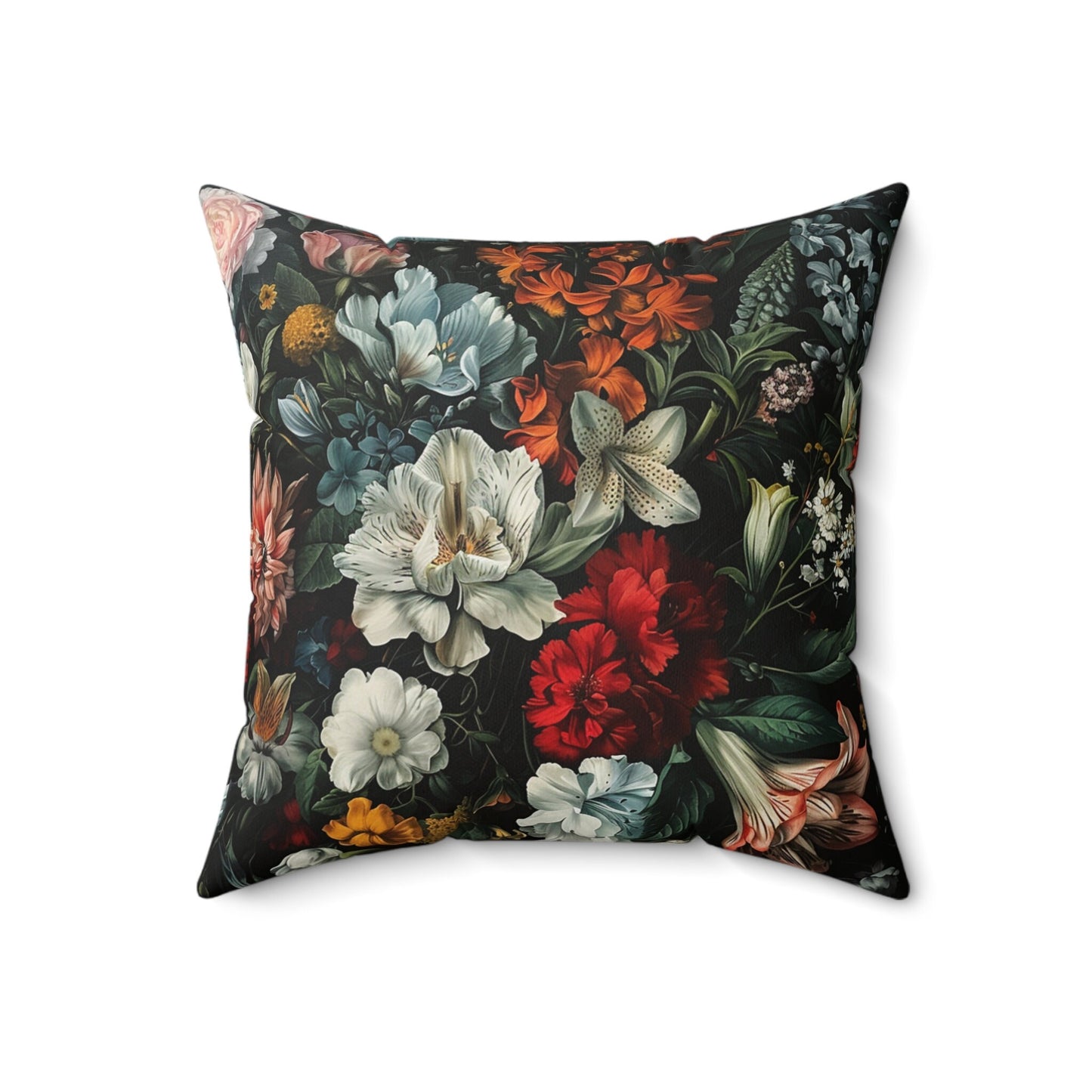 Futuristic Flowers Spun Polyester Square Pillow