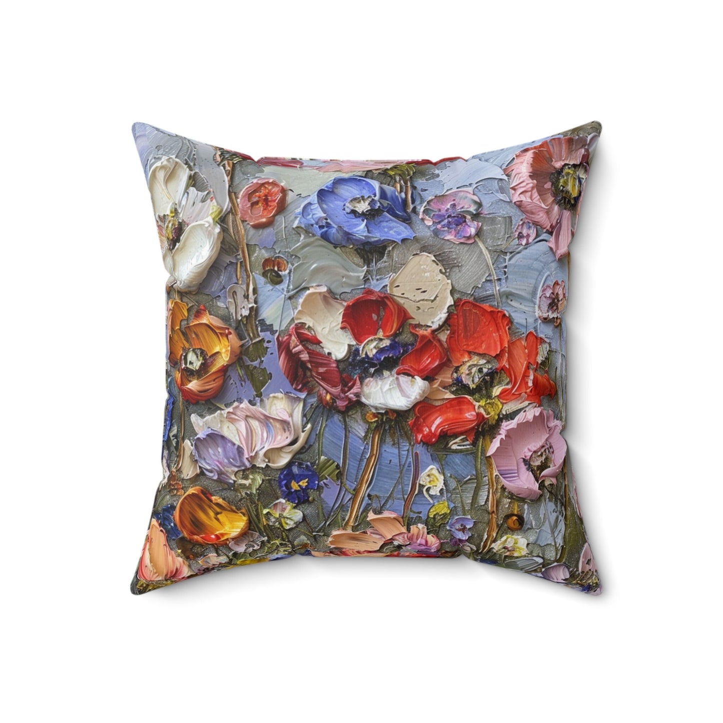 Futuristic Flowers Spun Polyester Square Pillow